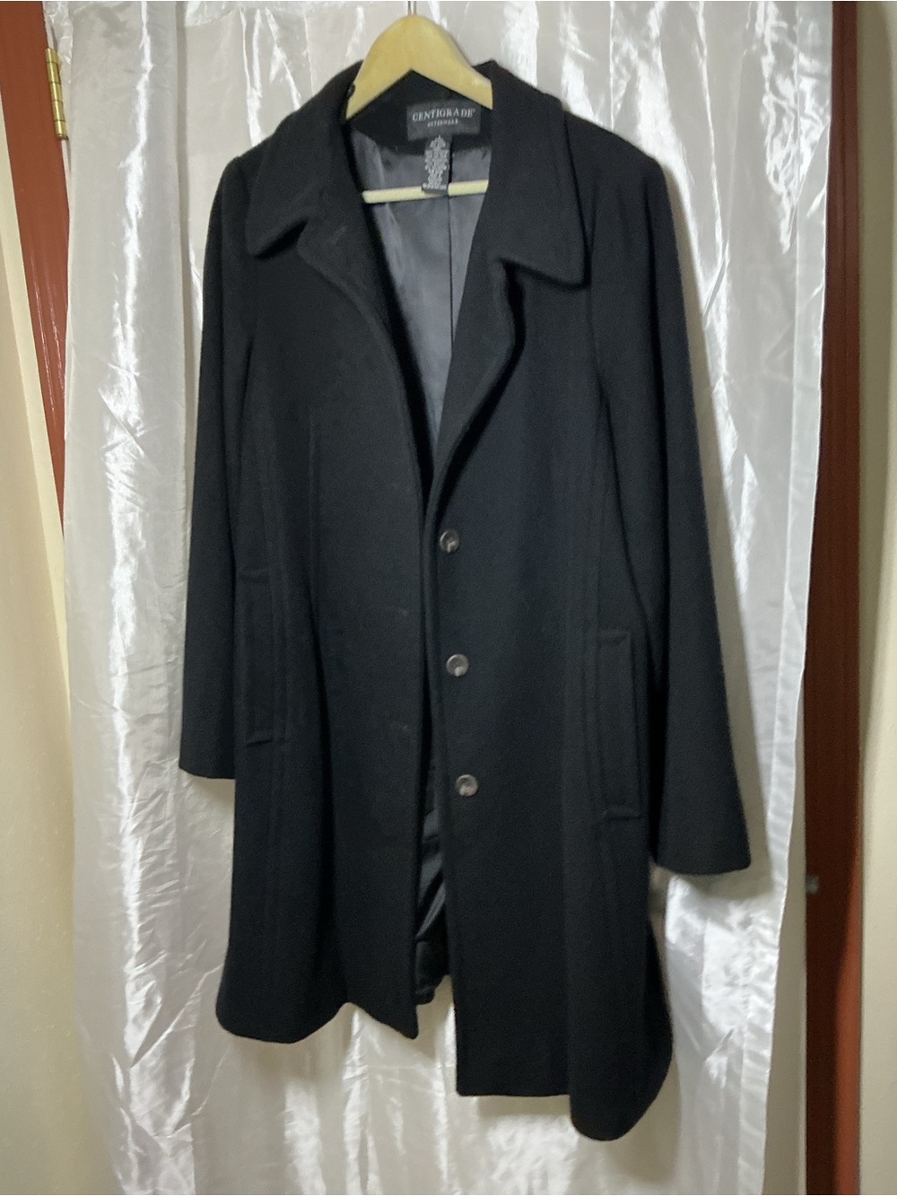 CENTIGRADE Women's Black Wool Pea Coat